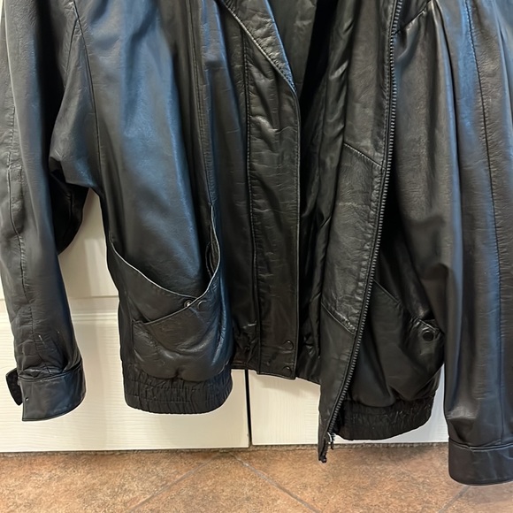 Black Leather Jacket Mens M - Picture 3 of 3